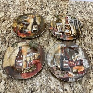 Wine-Themed Ceramic Dinner Plates Set